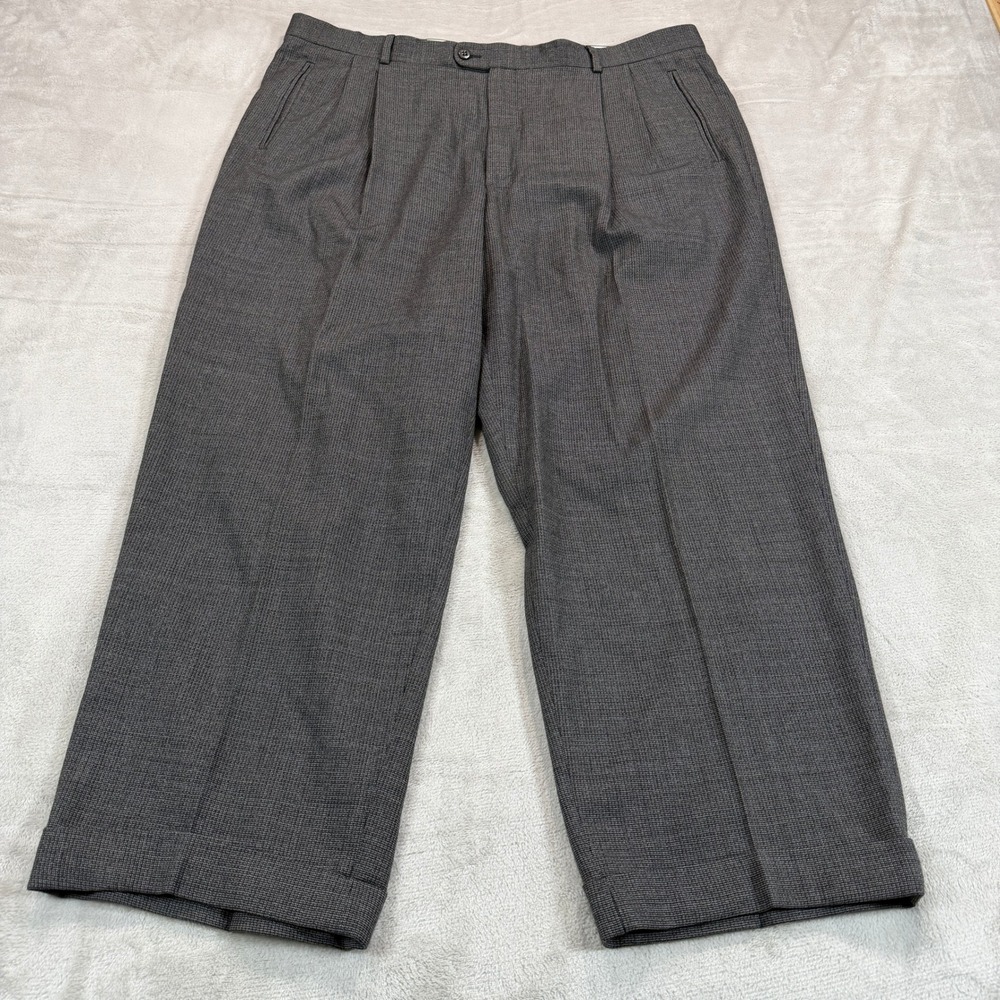 Vintage Zanella Duncan Mens 40x29 Gray Wool Pleated Trousers Made in Italy EUC